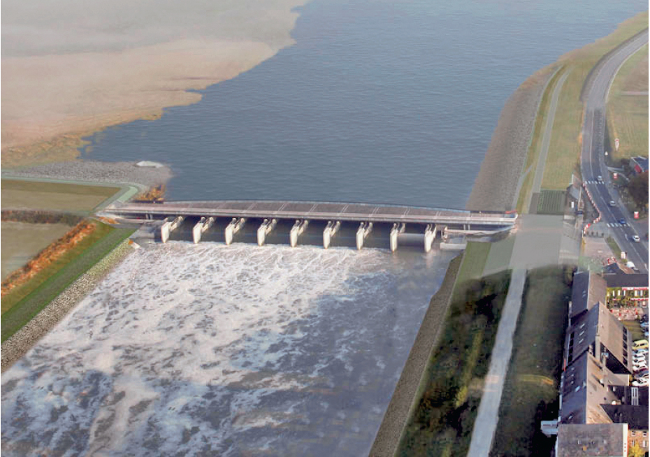 Eine neue Schleuse reguliert den Wasserstand im Couesnon und ist zugleich Teil der Inszenierung der Bucht des Mont Saint-Michel.