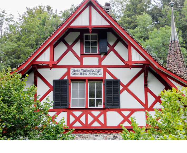 Das Forsthaus in Silhwald. Der Vers «Schöner Wald in treuer Hand/Labt das Aug und schirmt das Land» stammt von Gottfried Keller. (Foto: Lukas Denzler)