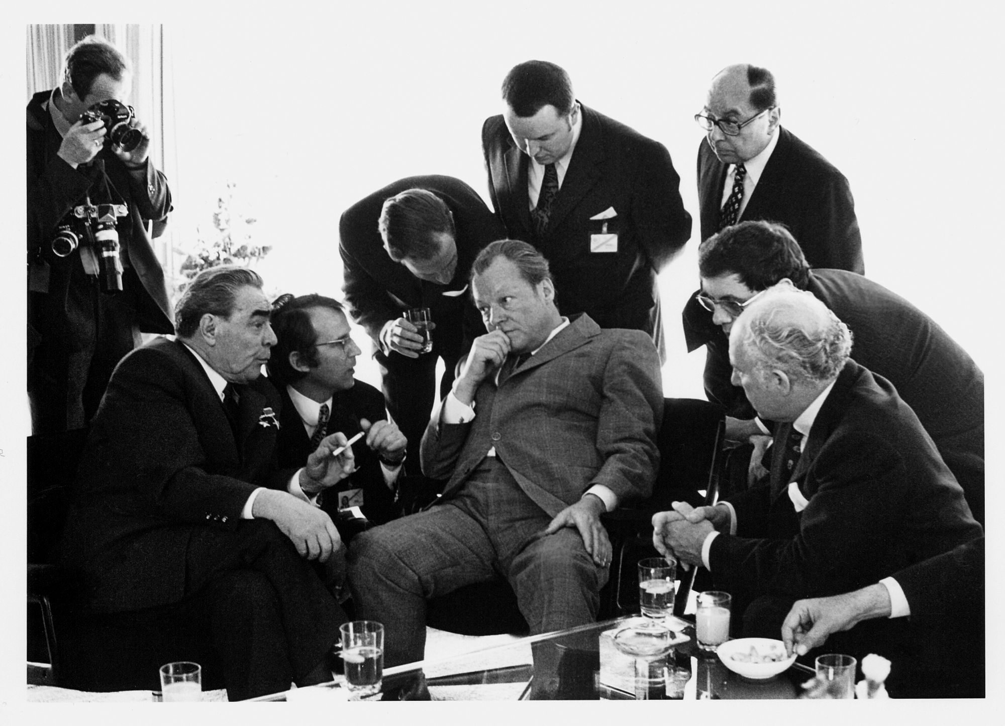 Mai 1973: Leonid Breschnew und Willy Brandt bei ­Gesprächen im Kanzlerbungalow  Breschnews erster Auslandsbesuch war eine Bestätigung für Brandts Ostpolitik.