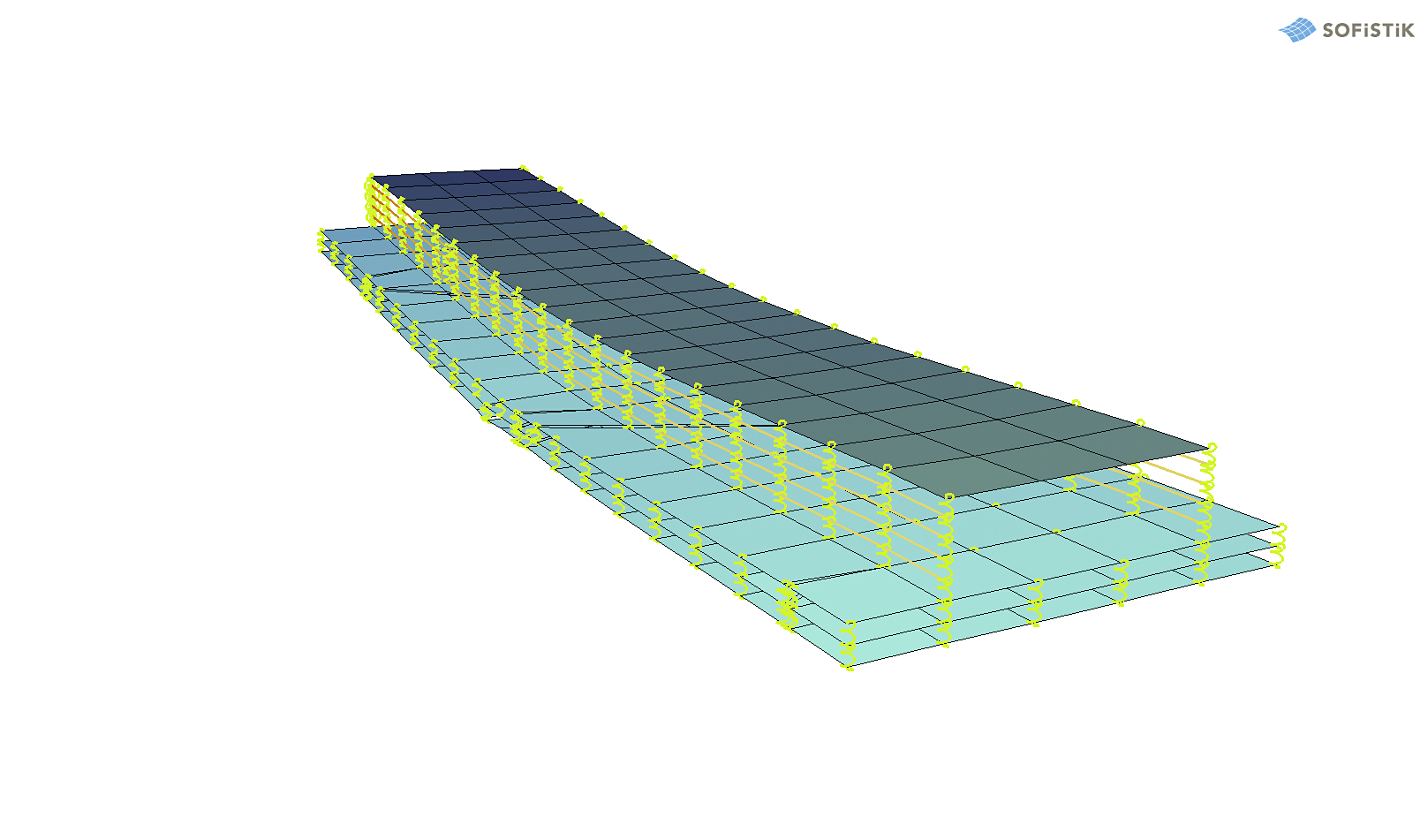 Visualisierung des achtschichtigen Berechnungsmodells. (Visualisierung: Walt + Galmarini AG)
