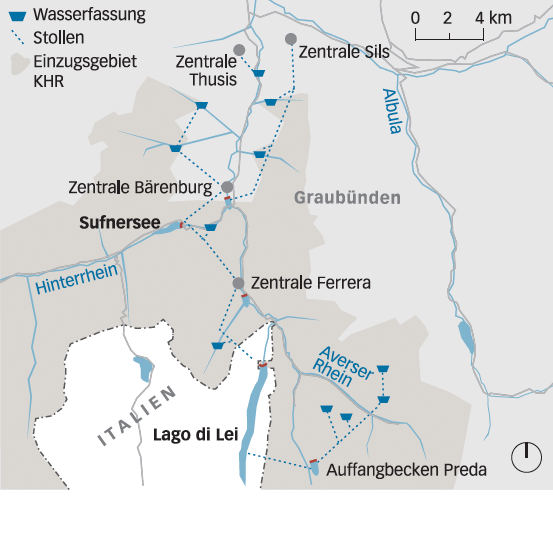 Situation der Kraftwerke Hinterrhein AG. (Karte: Anna-Lena Walther)
