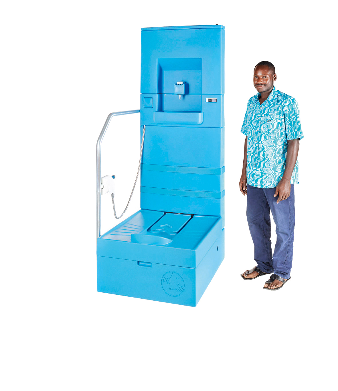 Die Toilette kann von rund 50-mal pro Tag gebraucht werden. Sie ist für eine Intimreinigung mit Papier oder mit einer Dusche eingerichtet, verfügt über eine Handwaschbecken mit Seife und kann einfach gereinigt werden. (Foto: Eawag/Sandec)