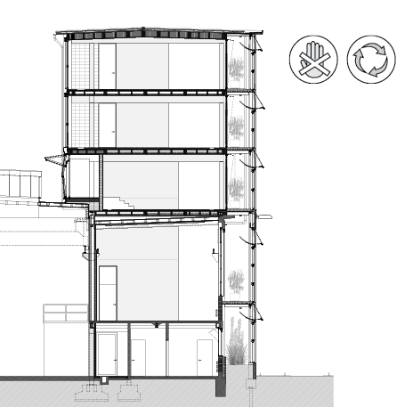 Halle 181, Winterthur: Querschnitt.