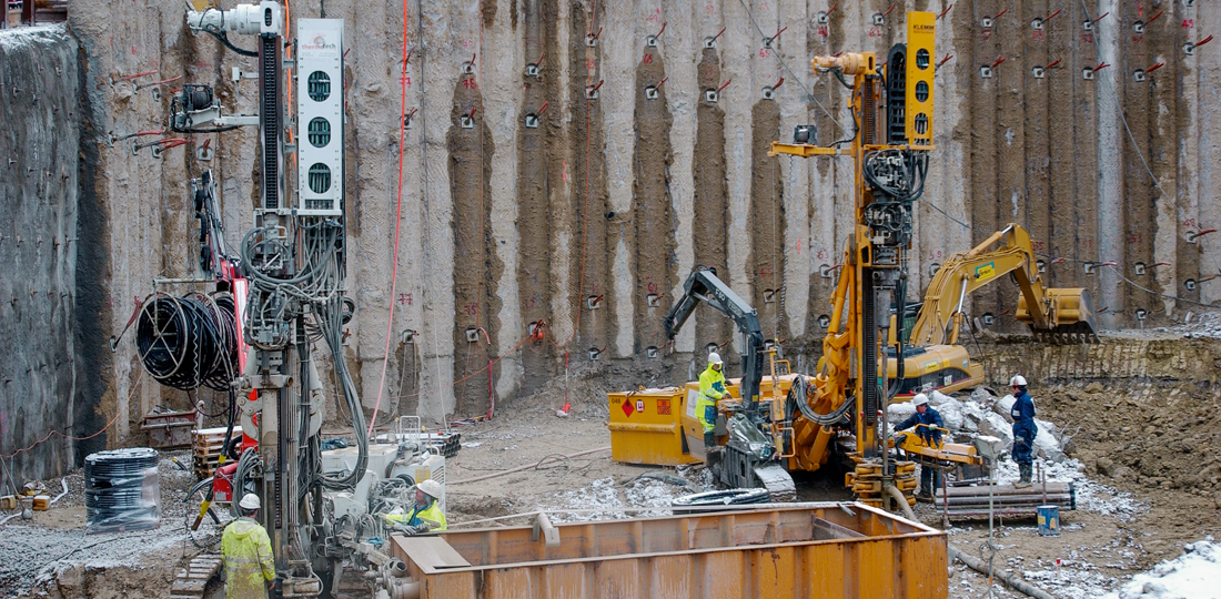 Ansicht aus dem Bau des Erdsondenfelds Dolder, Zürich. (Foto: Energie 360° Erdwärme AG)