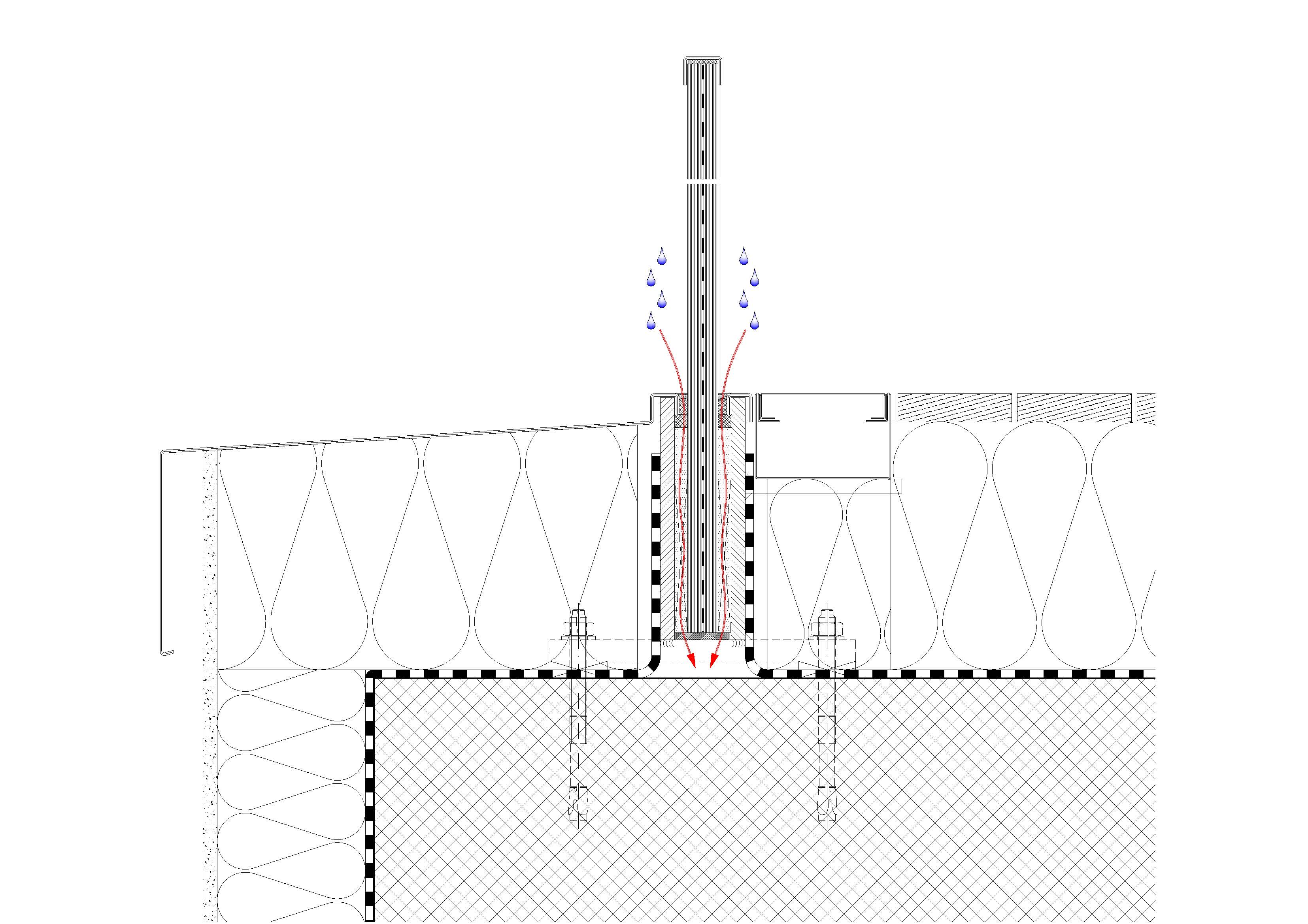 Integrale Montage, nicht sanierungsfähige Ausführung mit seitlich angeschlossener Abdichtung.