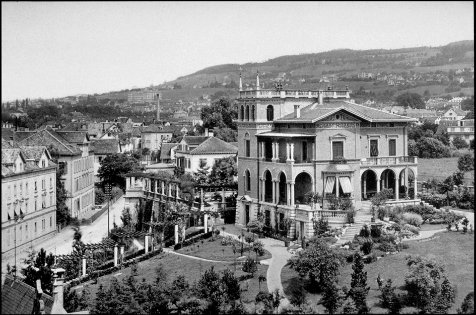 Die Villa Bleuler an der Zollikerstrasse in Zürich mit der Parkanlage, die Evariste Mertens und Otto Fröbel um 1887 gestalteten. (Foto: Hager Partner AG)