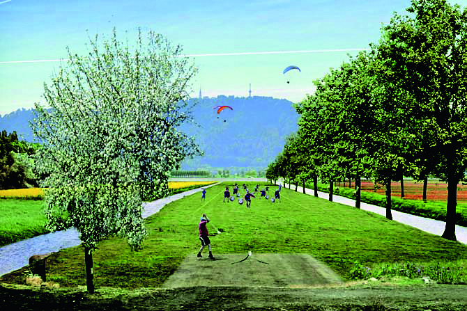 1. Preis Städtebau: Die erneuerten Sihlufer in der Zürcher Innenstadt und auf der Allmend. (Bild: Projektverfasser)