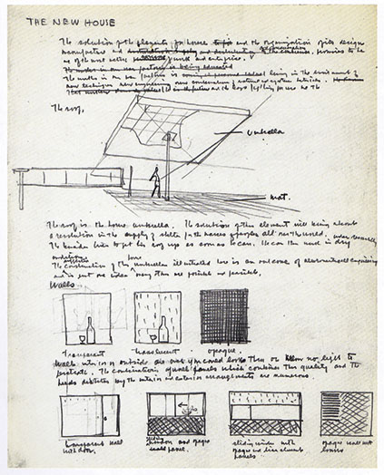 Parasol Houses per Knoll Associates, 1994 (Disegno: dal catalogo dell'espozione: Louis Kahn, The power of architecture, Vitra Design Museum, 2012)