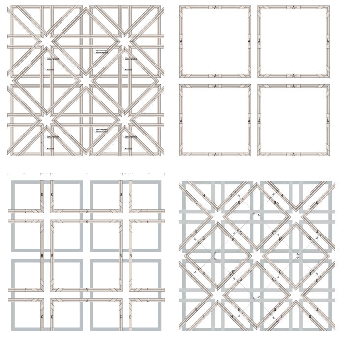 Connessioni e intrecci tra i motivi ornamentali in legno che richiamano la tradizione islamica. (Immagine: Bernando Bader, Azra Aksamija)
