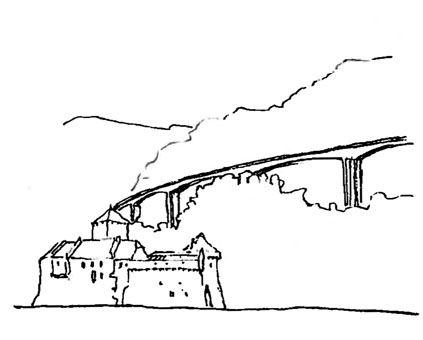 Paul Hofer, Viaduc de Chillon, 1966-69. (Schizzo: Sarasin Hofer)