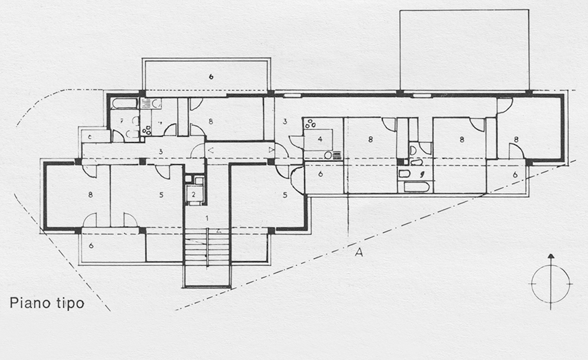 Pianta Casa Rosolaccio, Chiasso, 1958-60 (Pianta: AAT)