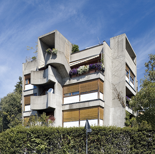 Vista da sud-est, Luciano Brunella, Casa in condominio, via XXV Aprile, Varese 1970-72