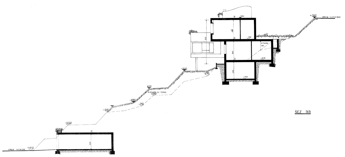 Sezione trasversale, Luciano Brunella, villa in via S. Albino, Varese 16974-75