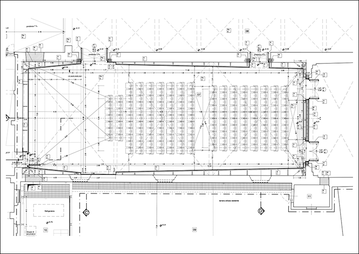 Pianta dell'Auditorium del Conservatorio, Mantova (Pianta: Studio Brusa Pasquè)