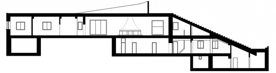 Casa Malaparte, sezione. (Fonte: Andrea Jemolo, 1988)