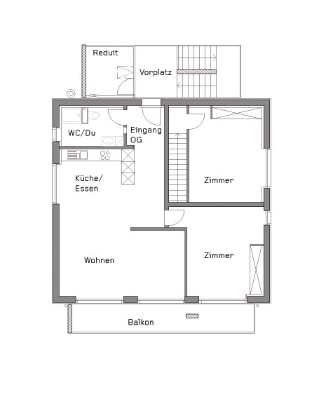 Grundriss Obergeschoss, Mst. 1:200