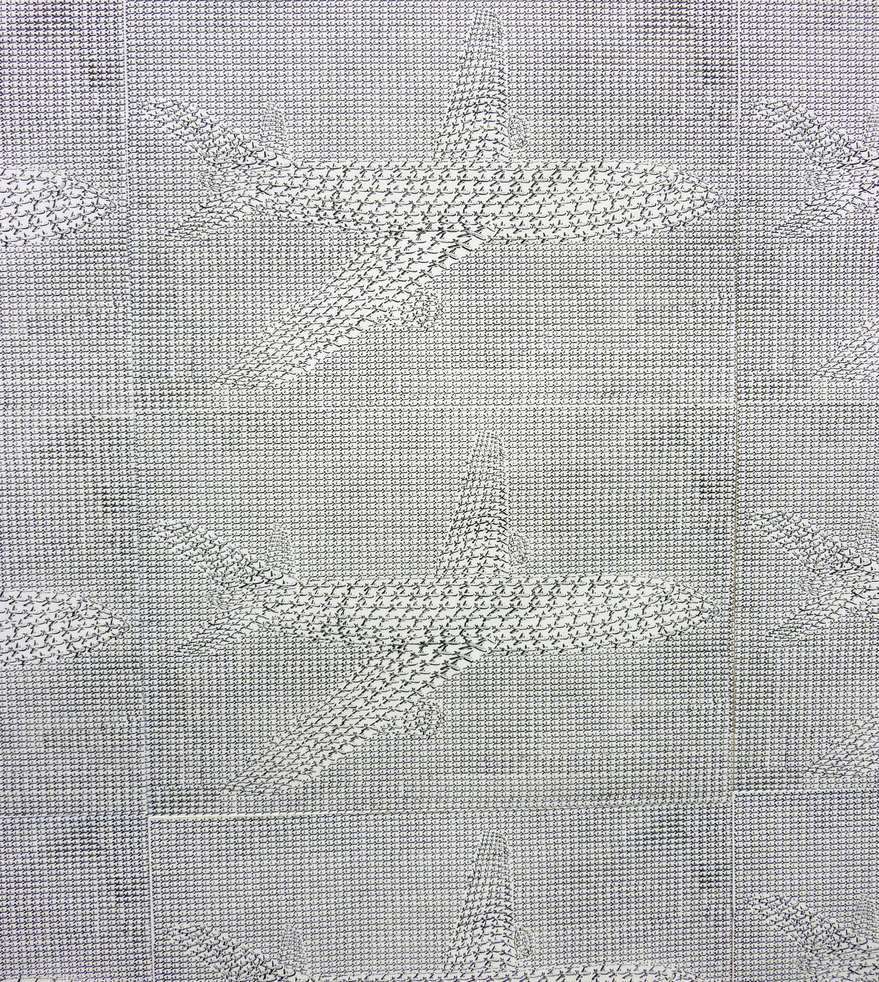 Collage «Flugzeug/Airplane» (1982/83) von Thomas Bayrle: Die Flugzeuge bestehen aus Flugzeugen und diese wiederum aus noch kleineren Flugzeugen