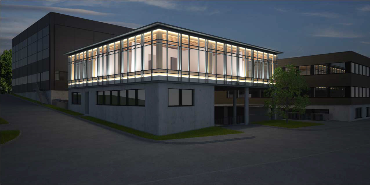 Das geplante ETH House of Natural Ressources, Nachtansicht.