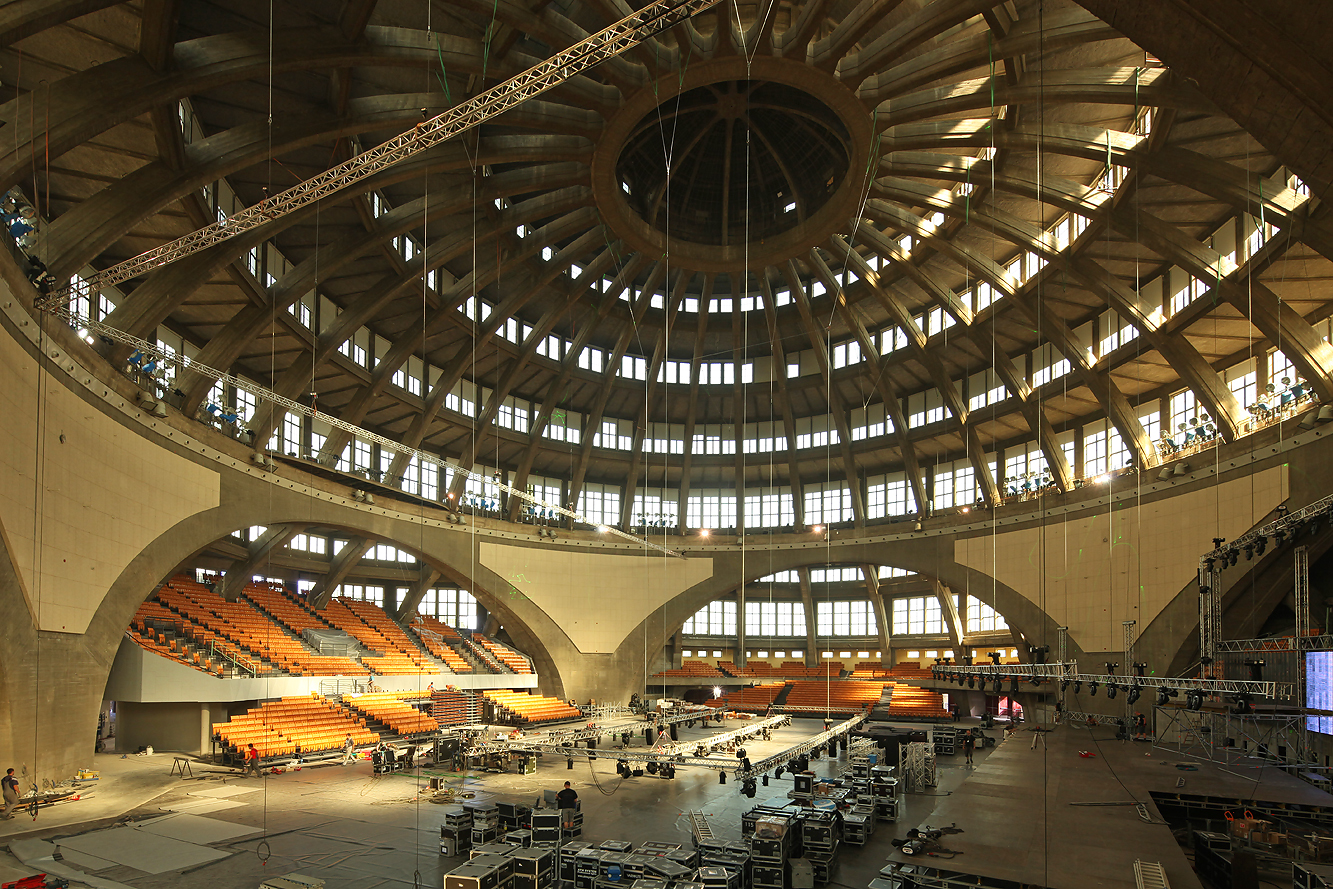 Historische Aufnahme der Jahrhunderthalle (Hala Stulecia) in Breslau (Polen), gebaut 1911-1913. Innenansicht nach dem Rückbau und der Sanierung 2010. (Foto: National Heritage Board of Poland)