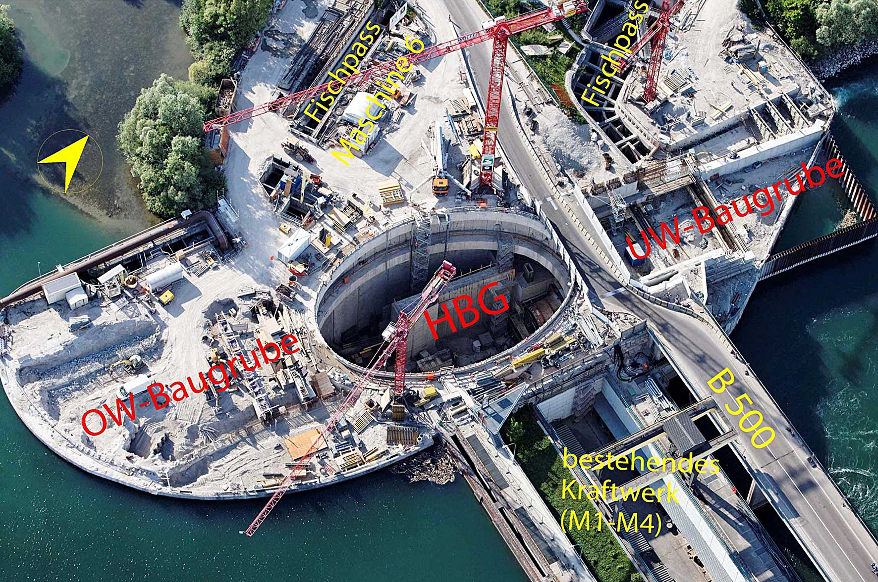 Baugruben zur Erweiterung des Rheinkraftwerks Iffezheim (D).