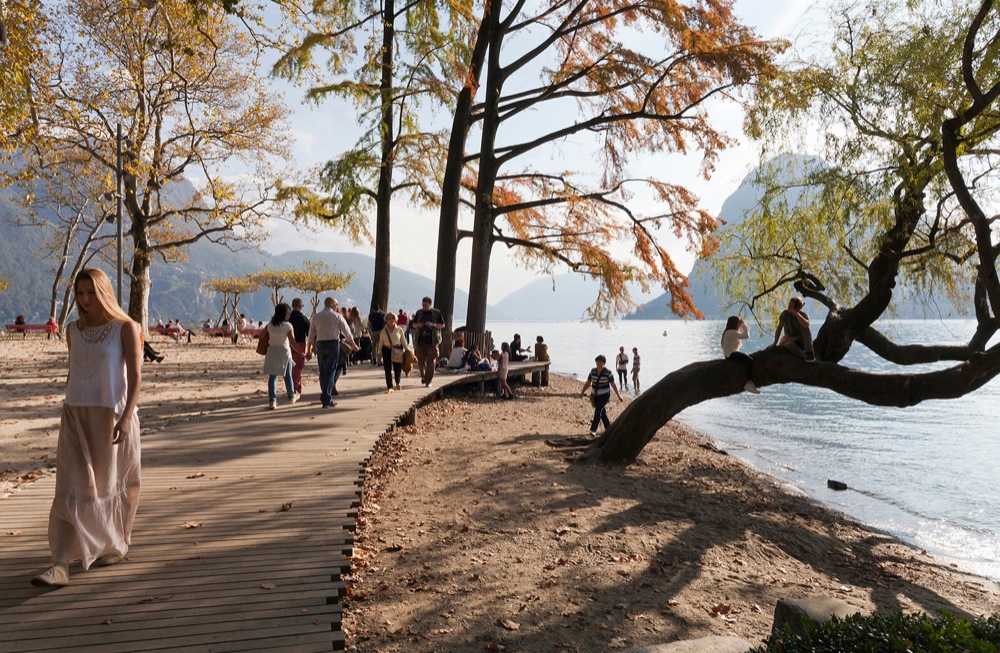 Silber in der Kategorie Landschaft: Officina del paesaggio, Lugano: Foce del Fiume Cassarate, Lugano.