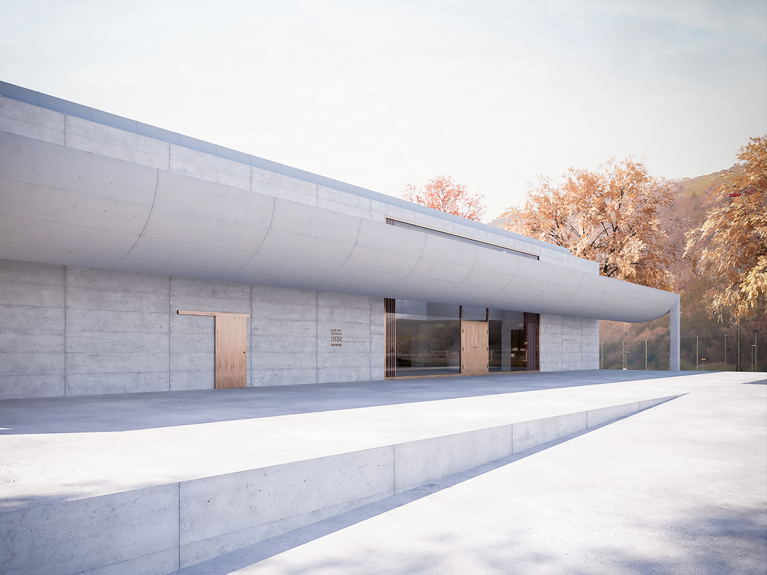 Mehrzweckhalle Seefeld in Buochs, Architektur: Angela Deuber. (Rendering: � Meyer Dudesek)