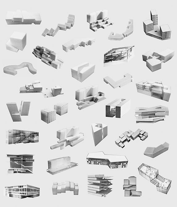 «Institutionen in der Stadt: Eine neue Architekturfakultät für Basel», Entwurfsalternativen im Modell, Gastdozentur Manuel Herz. (Foto: Gastdozentur Manuel Herz, D-ARCH, ETZ Zürich)