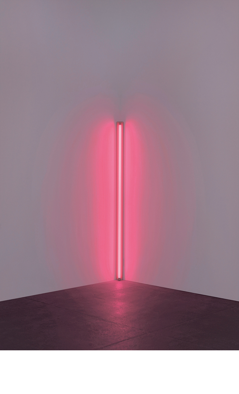 Pink out of a corner (to Jasper Johns) 1963; The Estate Collection David Zwirner. (Foto: Billy Jim, New York, Courtesy of David Zwirner, New York © 2012 Stephen Flavin / Pro Litteris, Zürich)