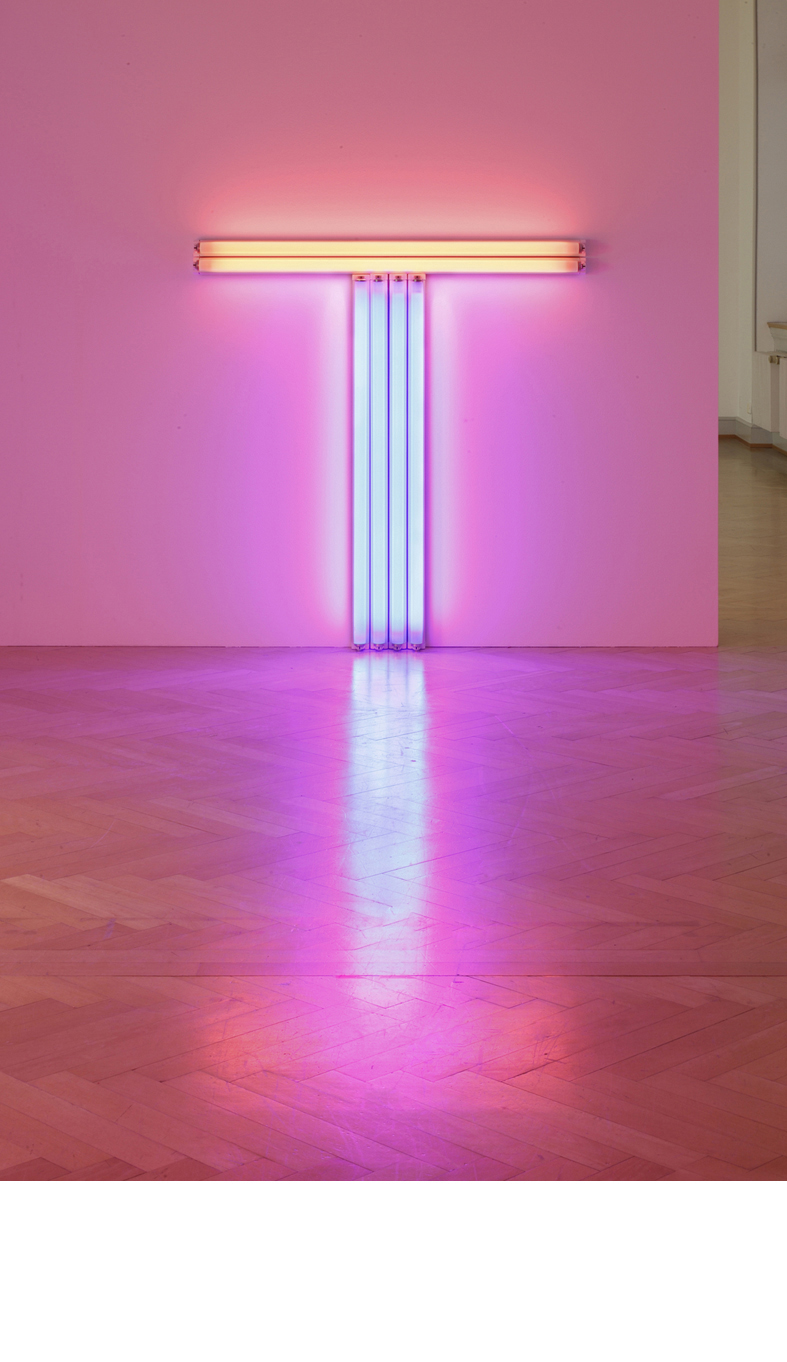 Untitled (to Donald Judd, colorist) 4, 1987; The Estate Collection David Zwirner, Installationsansicht, Kunstmuseum St.Gallen. (Foto: Stefan Rohner, St.Gallen, Courtesy of David Zwirner, New York © 2012 Stephen Flavin / Pro Litteris, Zürich)