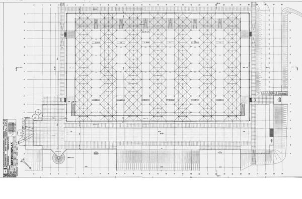 Max Schlup, Grosssporthalle Magglingen, 1970-76: Revisionsplan Grundriss Obergeschoss, Juni 1976. (Plan: Projektverfasser)