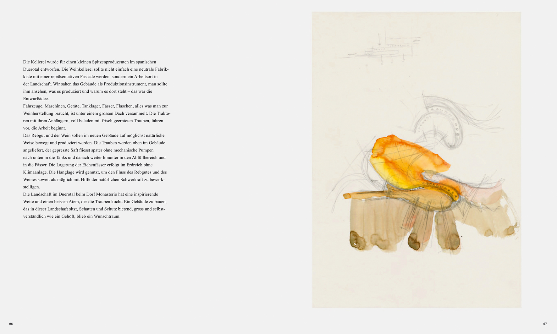 Der Text aus der Feder von Peter Zumthor, die atmosphärisch dichte Zusammenstellung von Dokumenten aus dem Architekturbüro sowie der grafische und suggestiv erzählerische Weissraum sind die Zutaten der eindrücklichen Monografie. (Bild: Scheidegger &amp; Spies