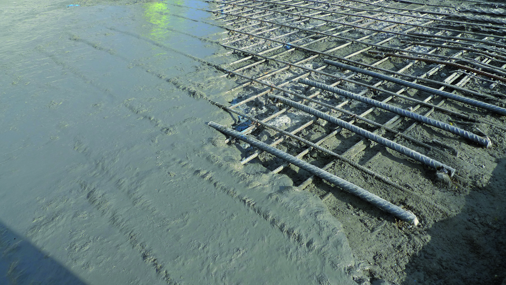 Détail avec les armatures apparentes (P.I. Creux de Genthod)