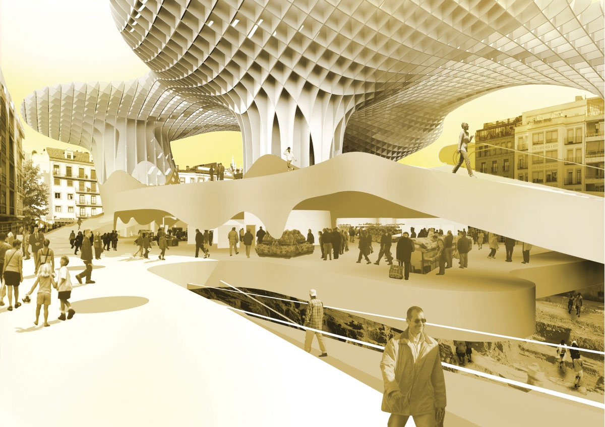 Simulation 3D du projet Metropol Parasol à Séville