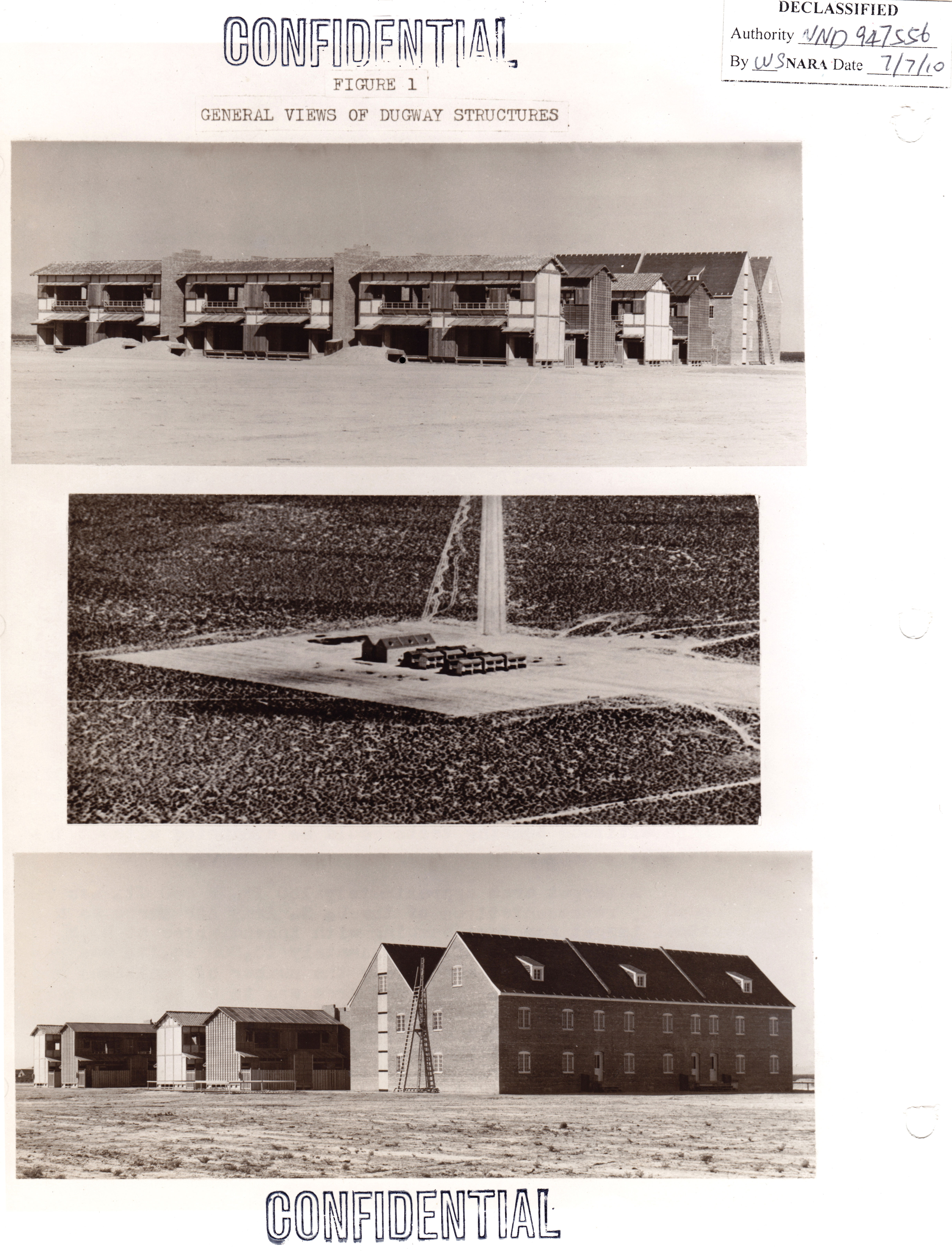 Antonin Raymond, Erich Mendelsohn, Konrad Wachsmann, Village japonais et village allemand, Dugway Proving Grounds, Utah, vue des bâtiments, 1943 (National Archives and Records Administration, Washington)