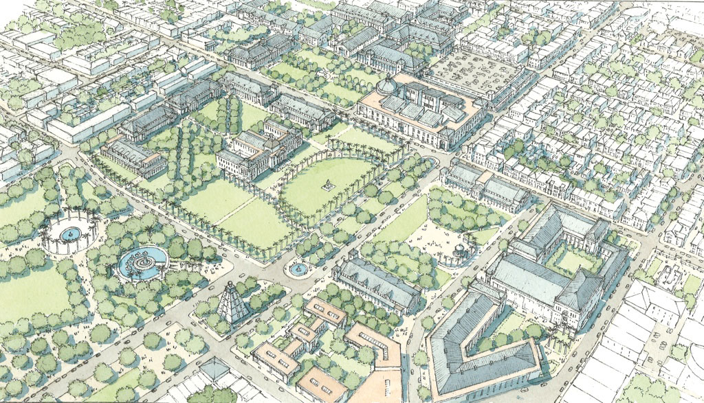 Projet de planification pour le centre-ville de Port-au-Prince, axonométrie