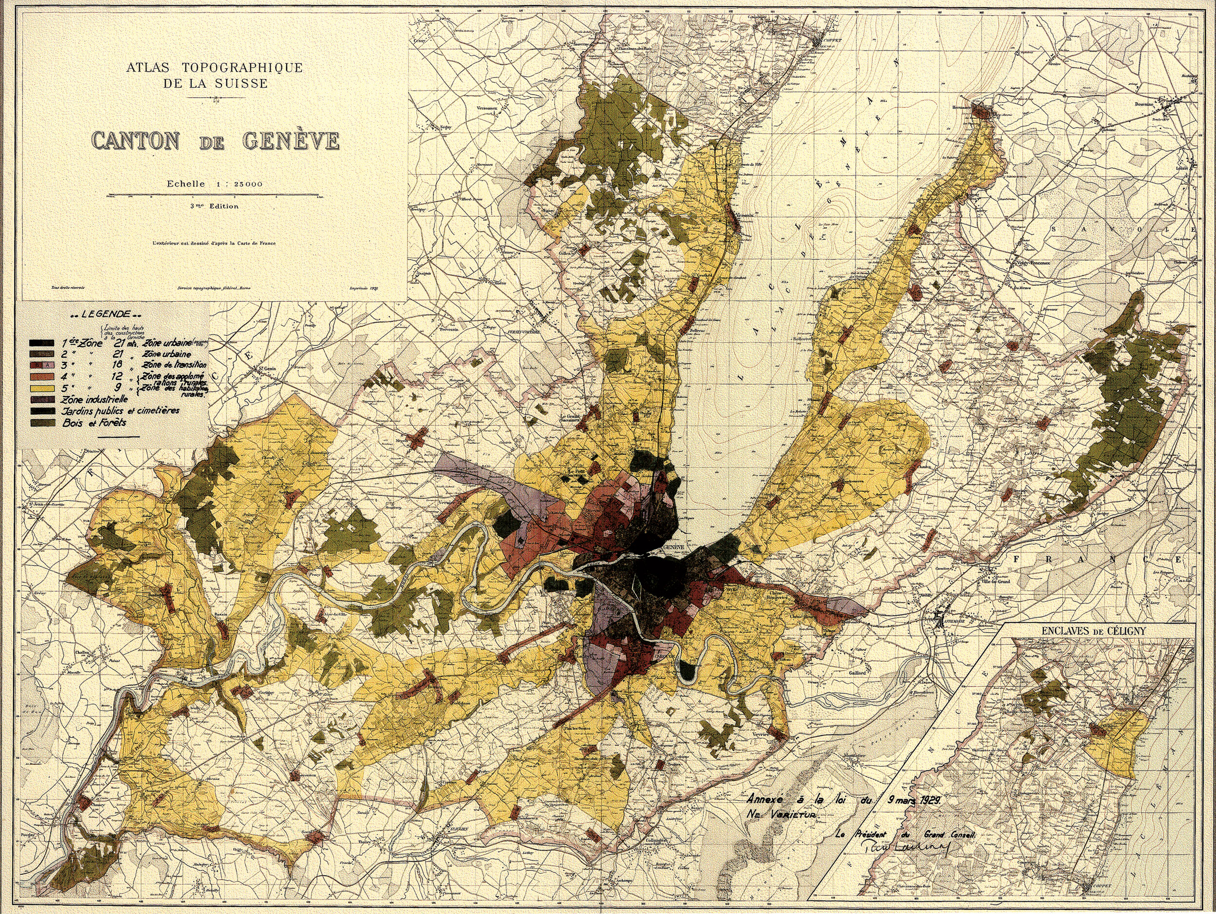 «?Plan de délimitation des zones de construction?», annexé à la loi du 9 mars 1929, DTP, échelle 1:25?000,