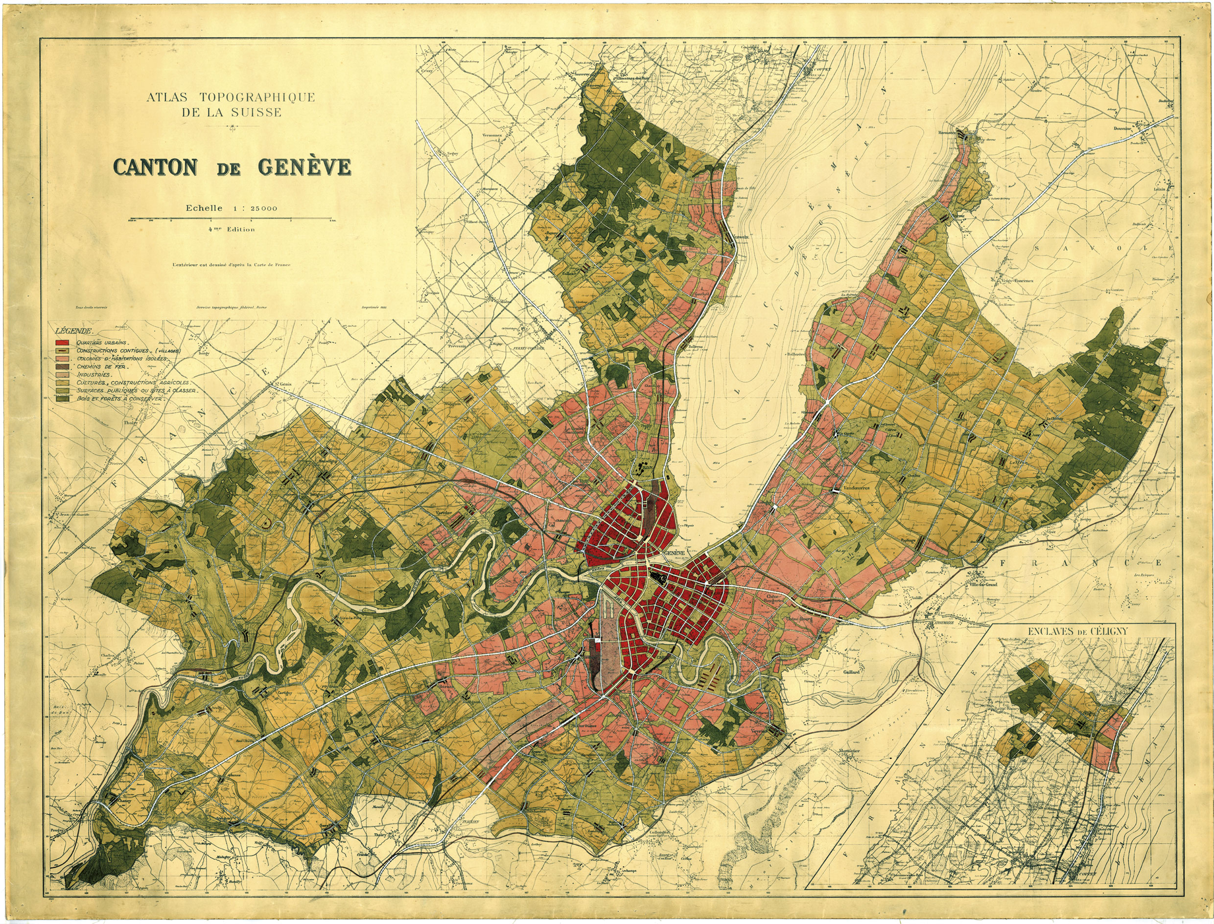 «?Plan des zones du canton de Genève?», 1936, Service d’urbanisme du DTP, échelle 1:25?000, ( Doc.: DAEL)