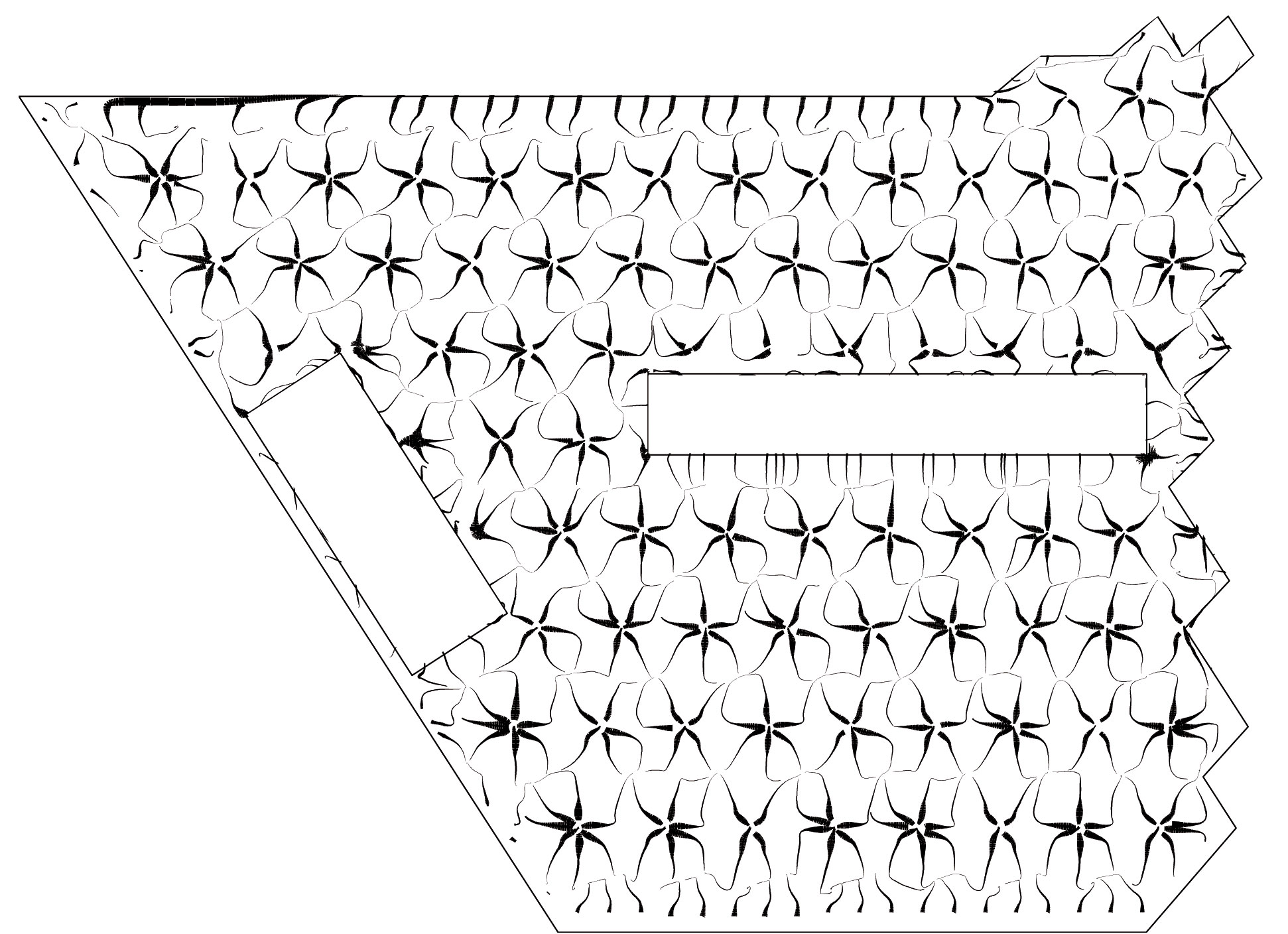 Fig. 2?: Champs de cisaillement avec des colonnes à chaque intersection d’axe (variante non-retenue)