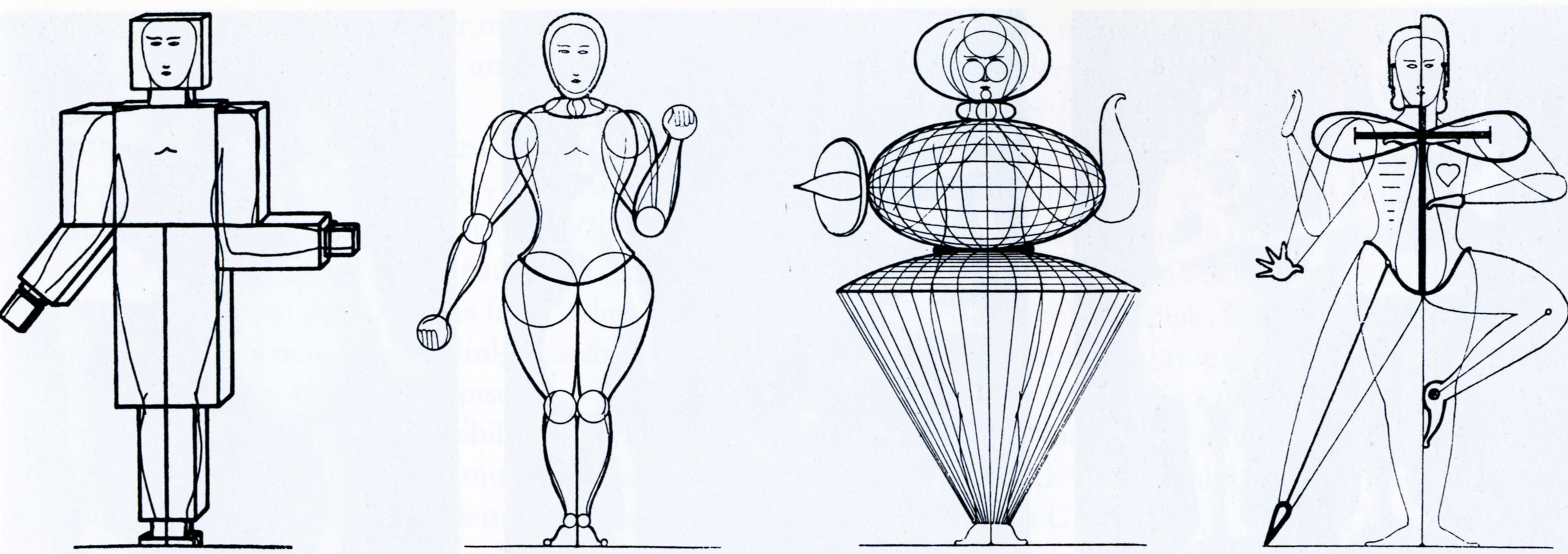 Ballet triadique, Oskar Schlemmer, 1924/25 (Dans D. Scheper, Oskar Schlemmer, das Triadische Ballett und die Bauhausbühne, Schriftenreihe der Akademie der Kuenste Band 20, Berlin, 1988)