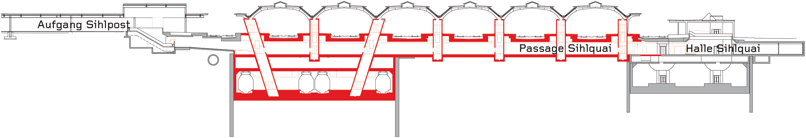 Coupe en travers au passage Sihlquai
