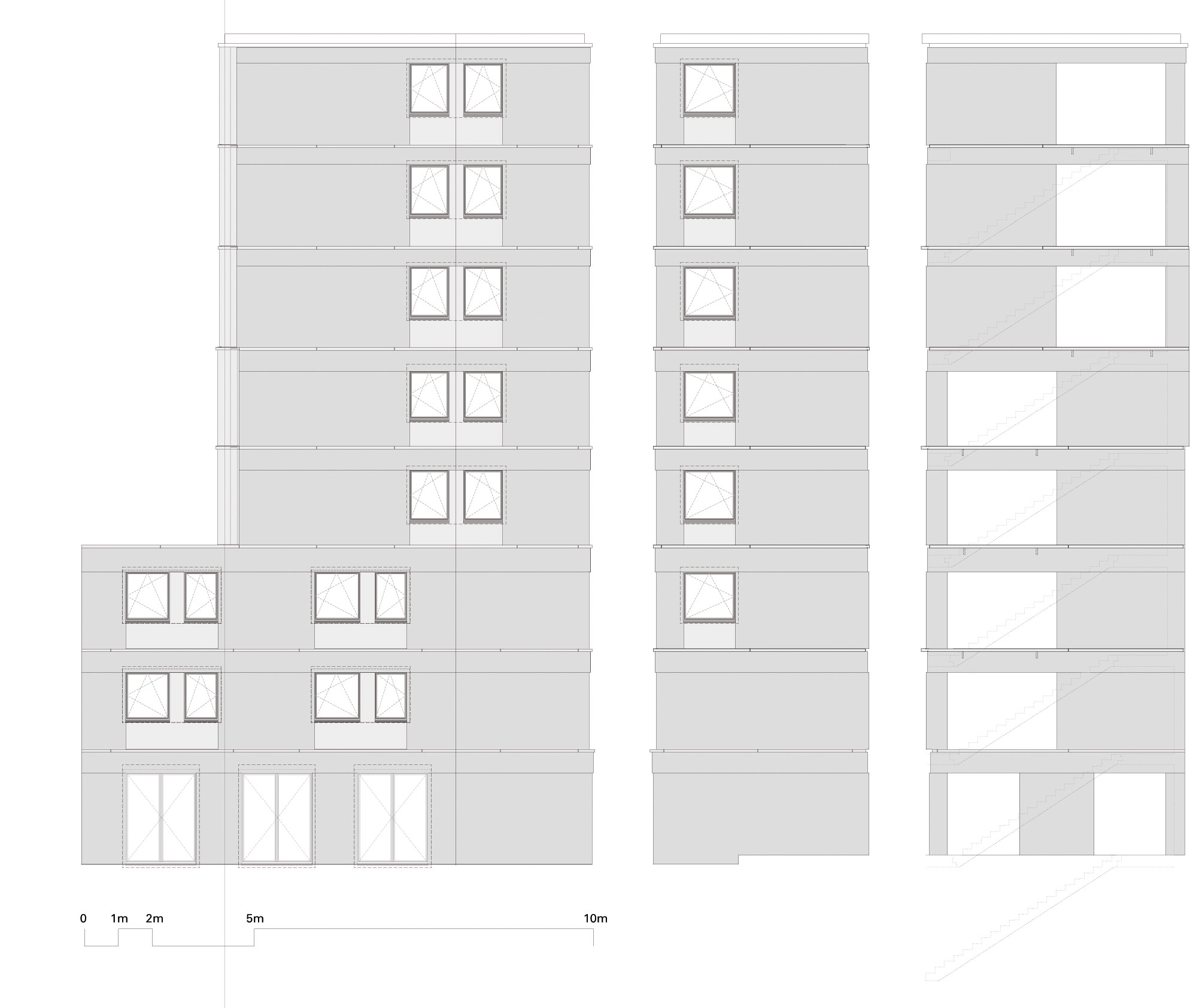 Façades nord, coupe