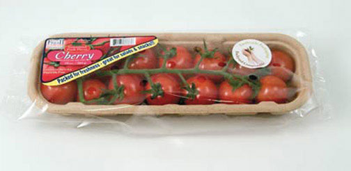 Des tomates cherry produites par Eurofresh Farms dans le désert de l’Arizona, avec leur barquette «?eco-friendly?» biodégradable