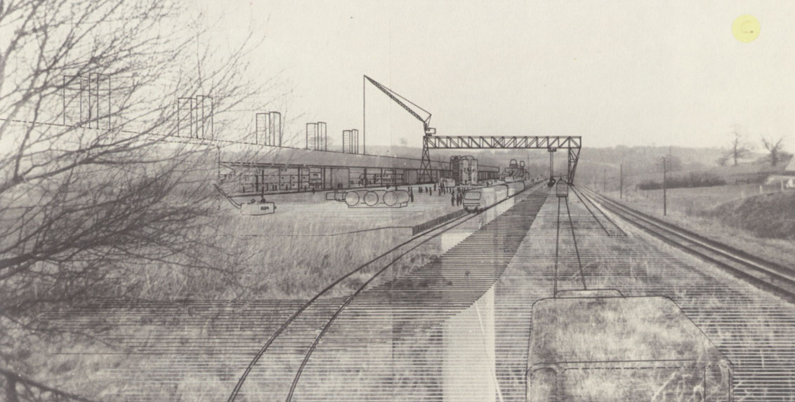 Cedric Price, Potteries Thinkbelt - perspective sketch of transfer area