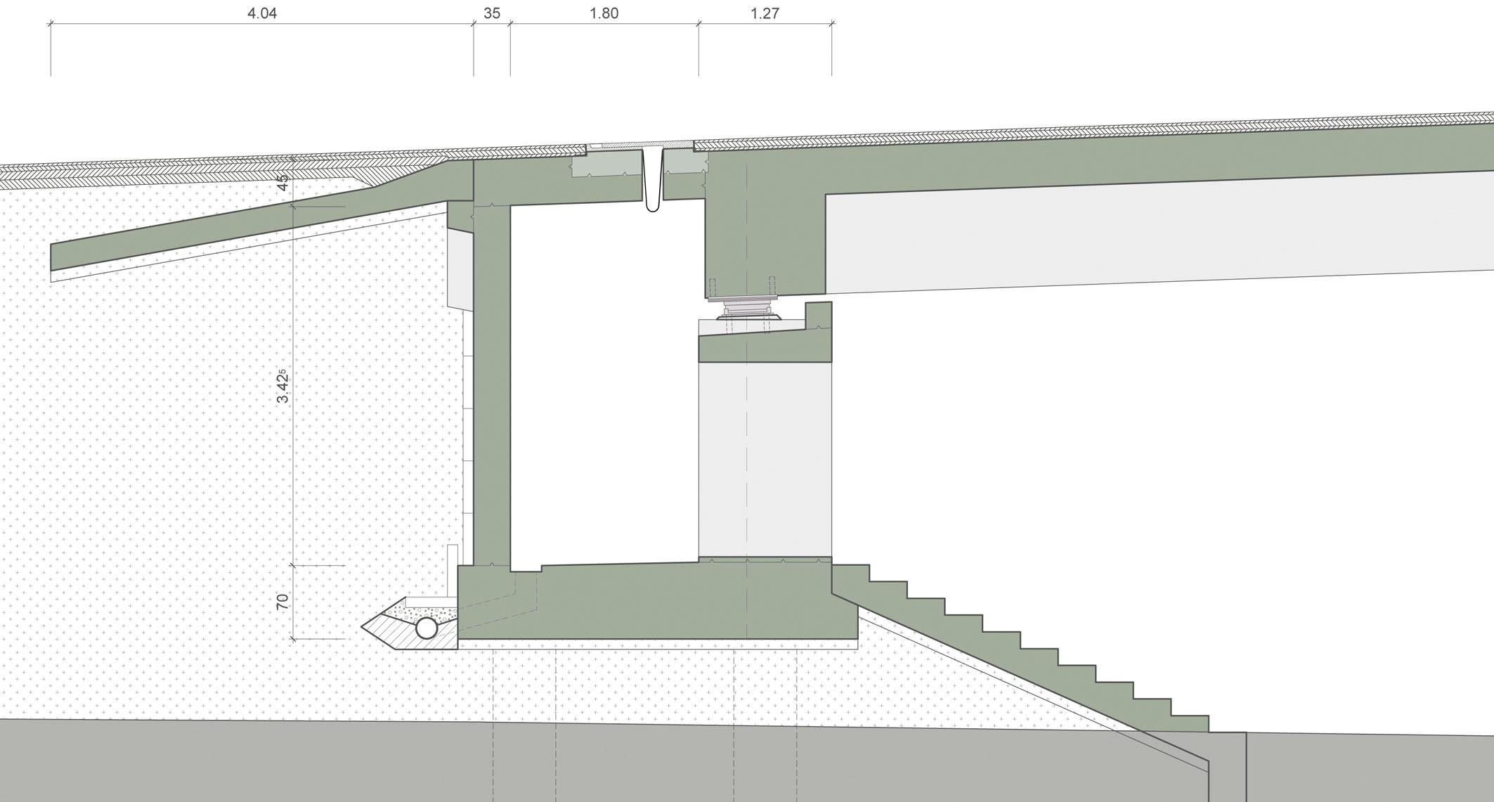 6 Coupe transversales du tablier en travée avec armature et précontrainte