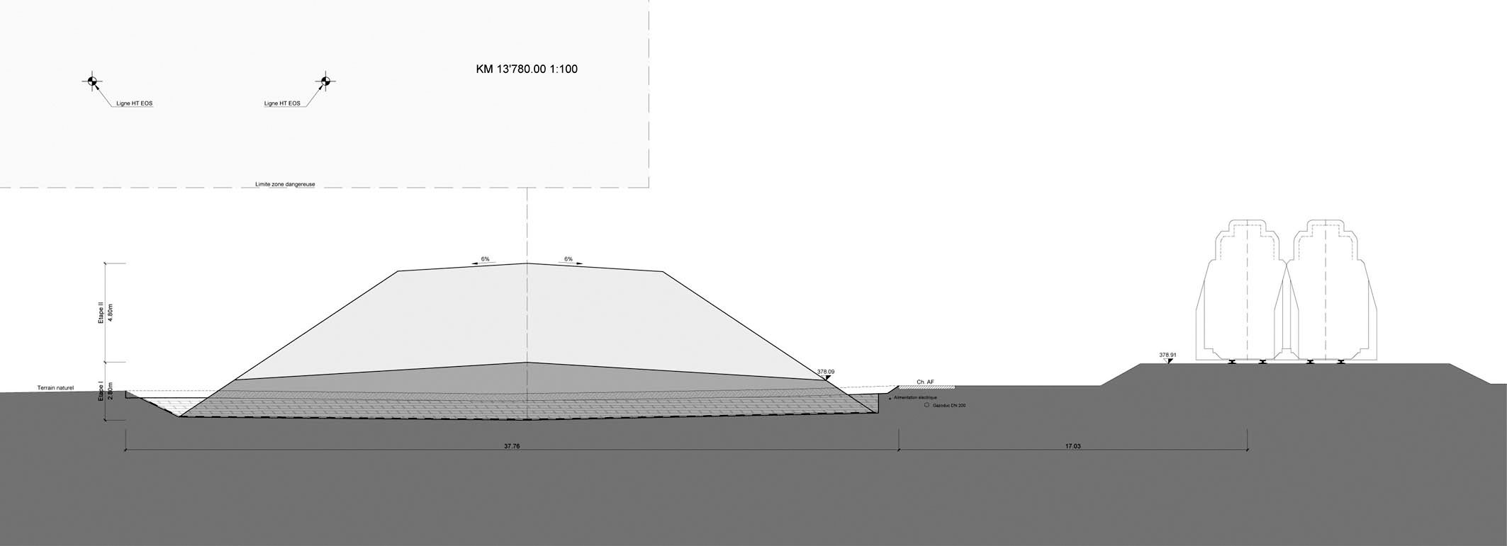 7 Coupe des remblais de culée le long de la voie ferroviaire