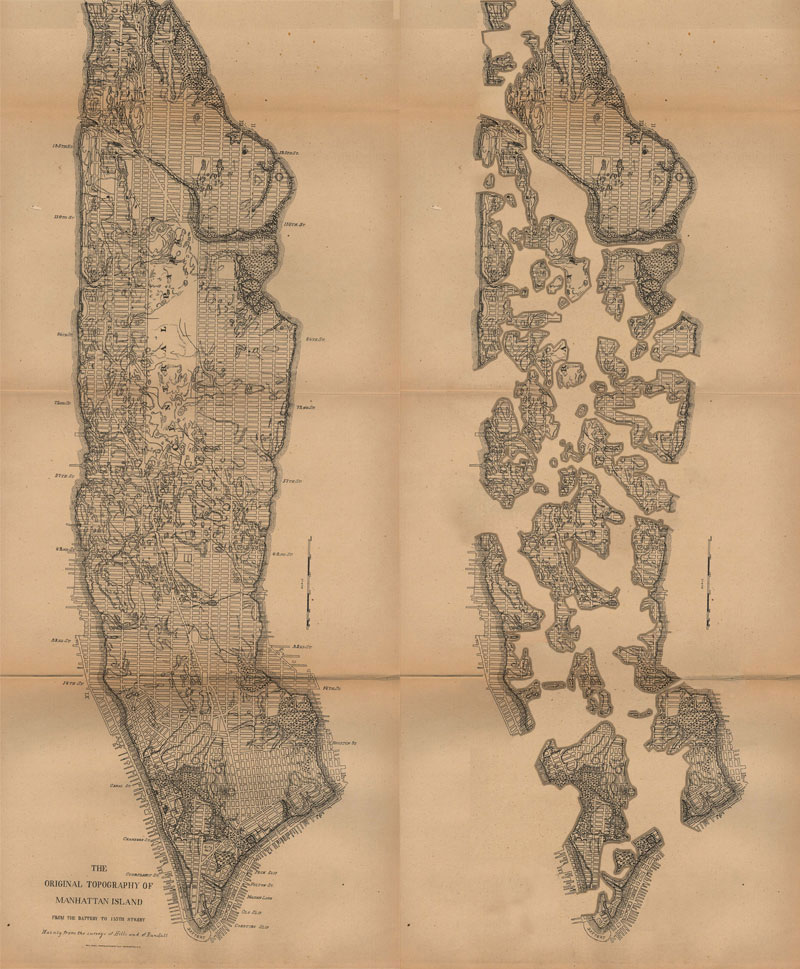 Manhattan Archipelago?: carte métaphorique de Manhattan durant le mouvement Occupy (Octobre 2011) par Léopold Lambert