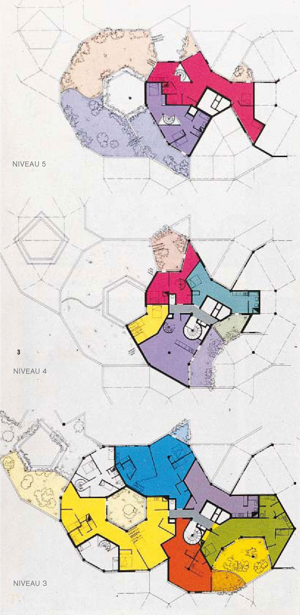 Plans du Liégat, à Ivry-sur-Seine. D’étage en étage, l’agencement des appartements est entièrement modifié