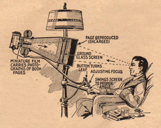 Le lecteur des livres du futur (Magazine Everyday Science and Mechanics, avril 1935)