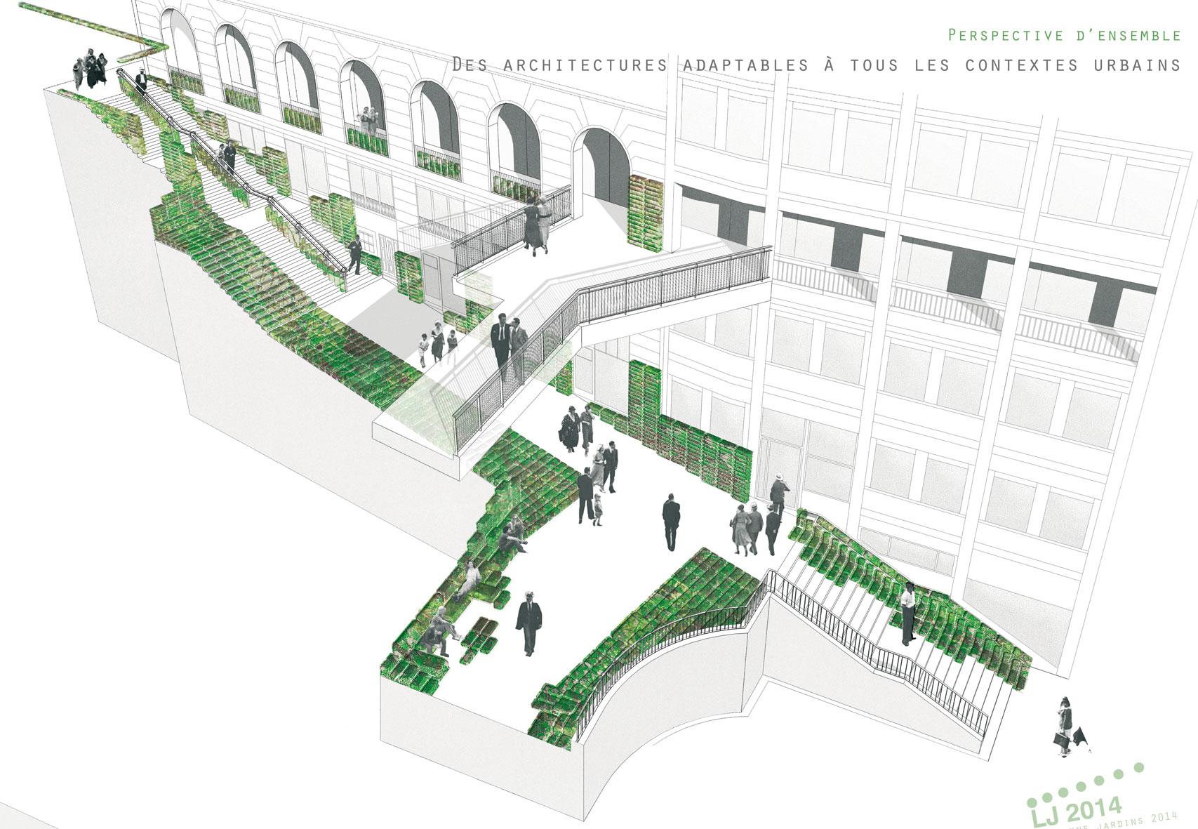 (Distinction) Mobilisation végétale site 6: escaliers du Grand-Pont / Agence Urbicus Paysagistes, J.-M. Gaulier, F. Azambourg, R. Zumbiehl