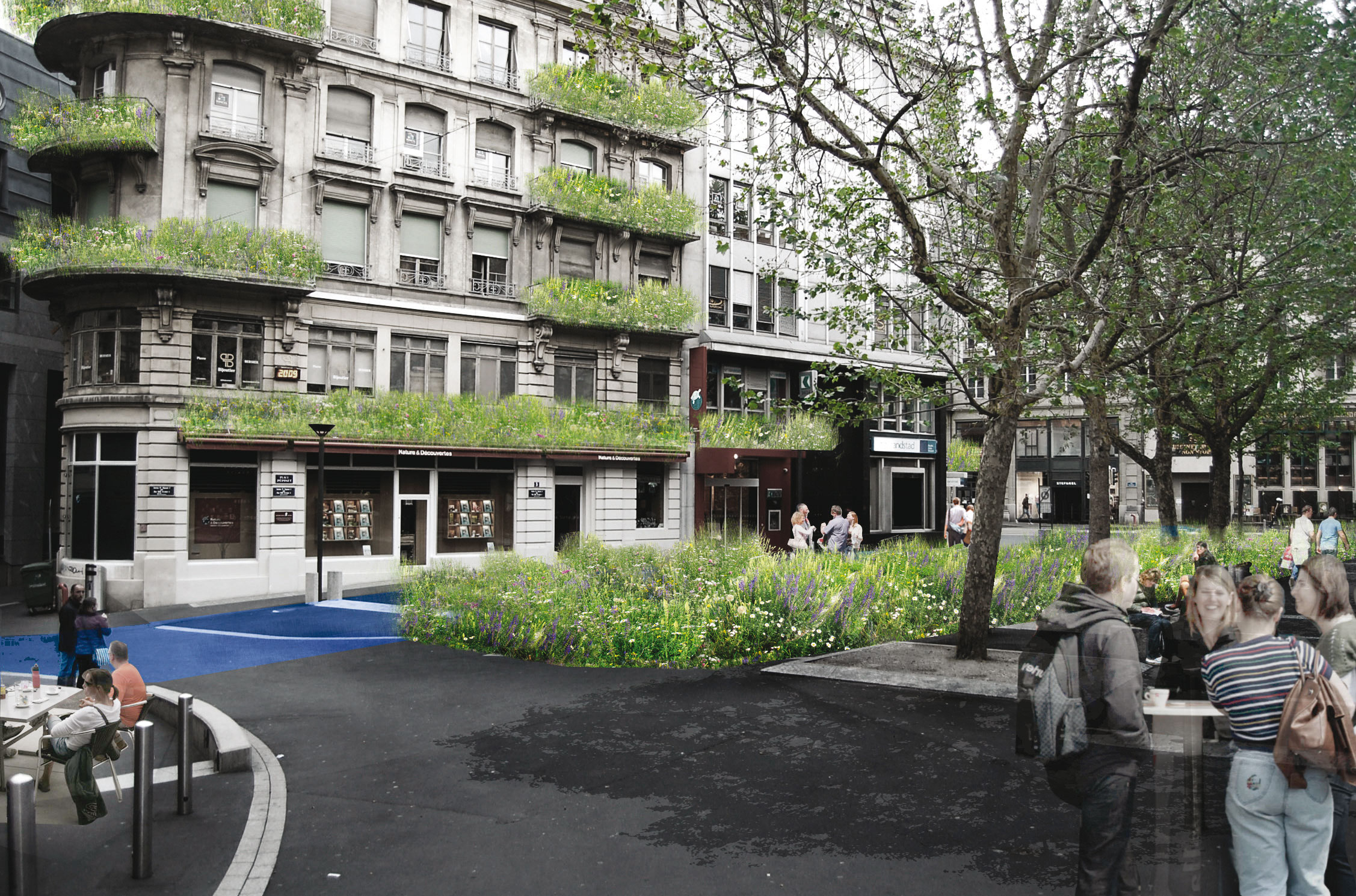 (Mention) Contextes site 4: place Pépinet / Paysagestion: O. Lasserre, H. Lecocq architectes-paysagistes / M. Mello designer graphique et M. Teinturier plasticienne